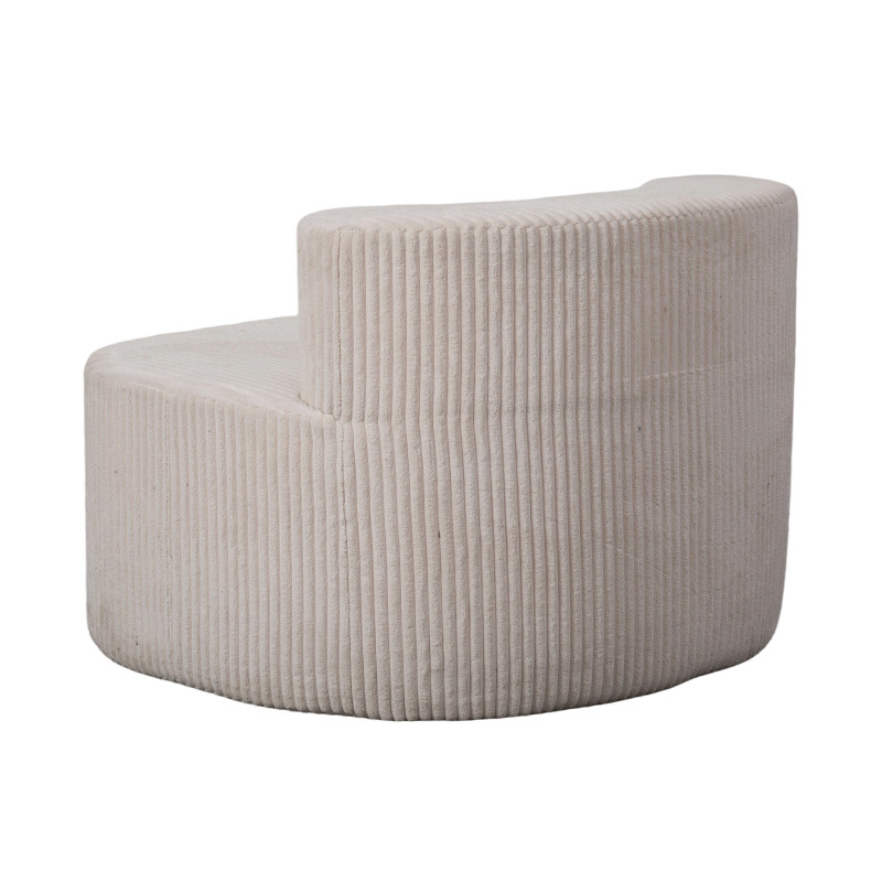 Single Sofa sa Light Beige Corduroy na may Curved Backrest Single Sofa sa Light Beige Corduroy na may Curved Backrest