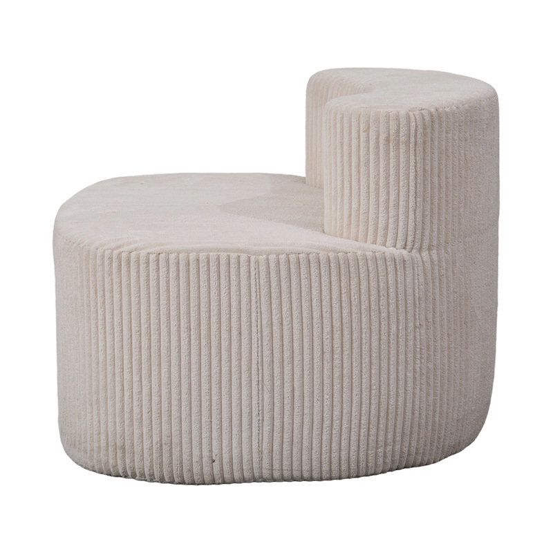 Single Sofa sa Light Beige Corduroy na may Curved Backrest Single Sofa sa Light Beige Corduroy na may Curved Backrest