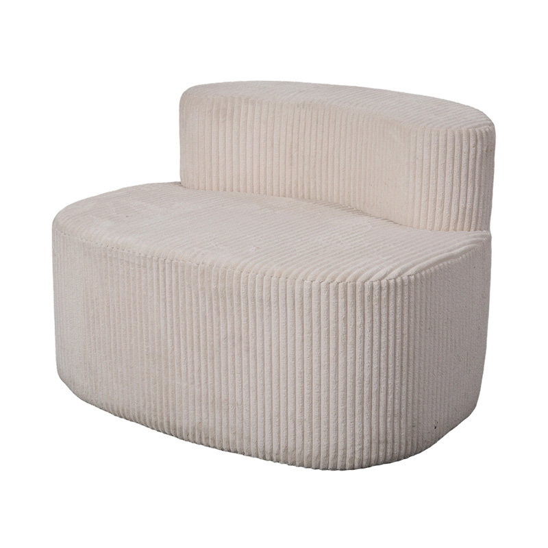 Single Sofa sa Light Beige Corduroy na may Curved Backrest Single Sofa sa Light Beige Corduroy na may Curved Backrest