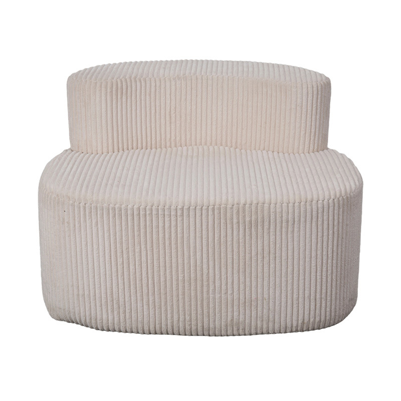 Single Sofa sa Light Beige Corduroy na may Curved Backrest Single Sofa sa Light Beige Corduroy na may Curved Backrest