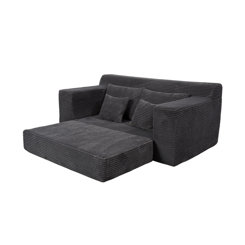 Transformable Modular Sofa Bed sa Dark Grey Corduroy na may Maramihang Cushions Transformable Modular Sofa Bed sa Dark Grey Corduroy na may Maramihang Cushions