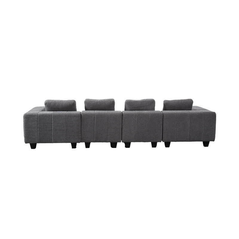 Malaking Modular L-Shaped Sofa sa Light Gray na Tela na may Square Cushions, Modern Minimalist Style Malaking Modular L-Shaped Sofa sa Light Gray na Tela na may Square Cushions, Modern Minimalist Style
