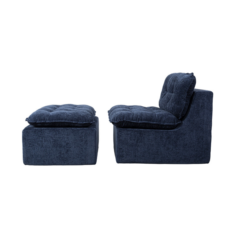 Modular Full-Foam Sofa Set sa Deep Blue Corduroy na may Cushioned Backrest at Matching Ottoman Modular Full-Foam Sofa Set sa Deep Blue Corduroy na may Cushioned Backrest at Matching Ottoman