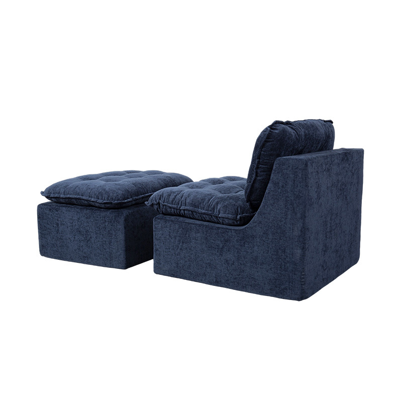 Modular Full-Foam Sofa Set sa Deep Blue Corduroy na may Cushioned Backrest at Matching Ottoman Modular Full-Foam Sofa Set sa Deep Blue Corduroy na may Cushioned Backrest at Matching Ottoman