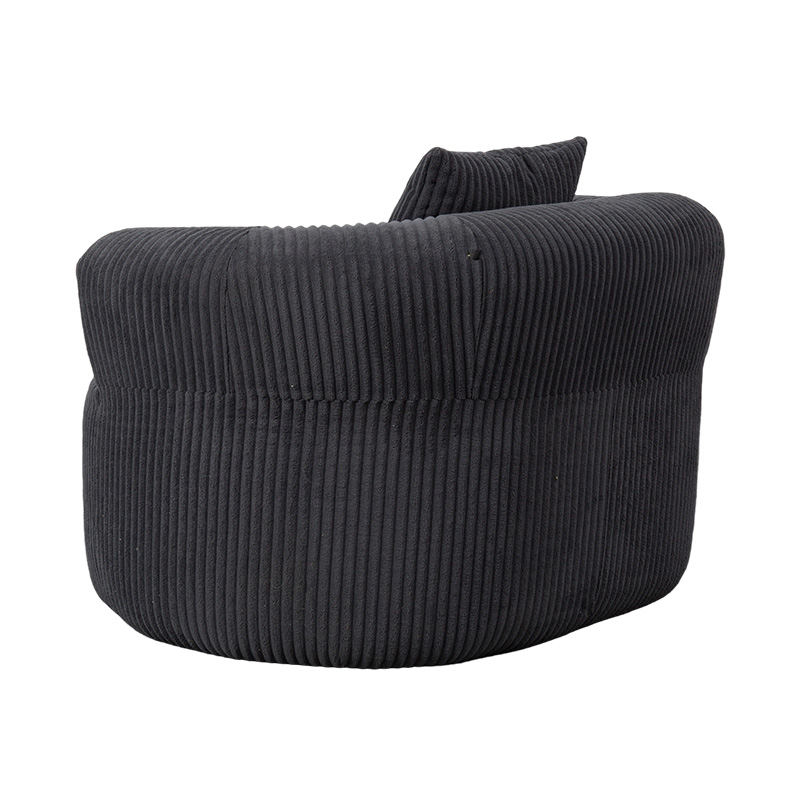Single Full-Foam Enveloping Sofa in Dark Grey Corduroy with Matching Cushions