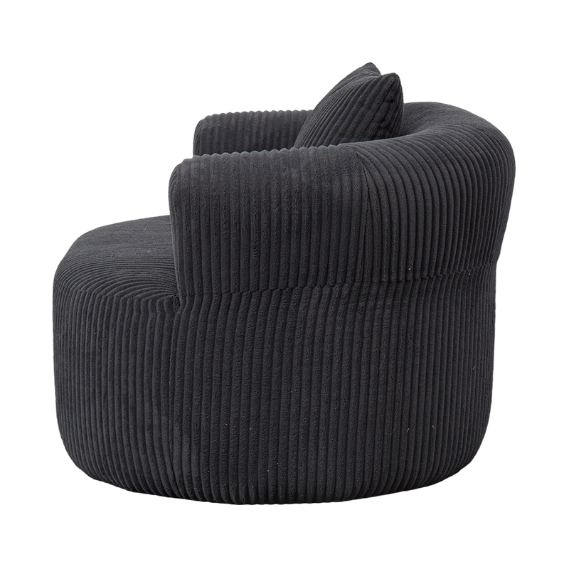 Single Full-Foam Enveloping Sofa in Dark Grey Corduroy with Matching Cushions