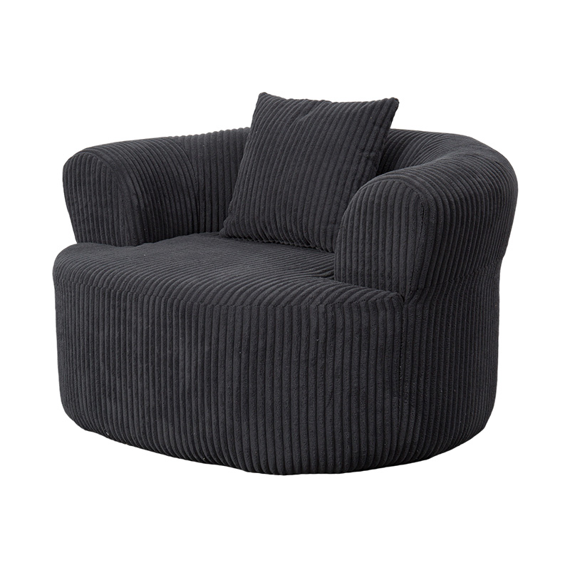 Single Full-Foam Enveloping Sofa in Dark Grey Corduroy with Matching Cushions