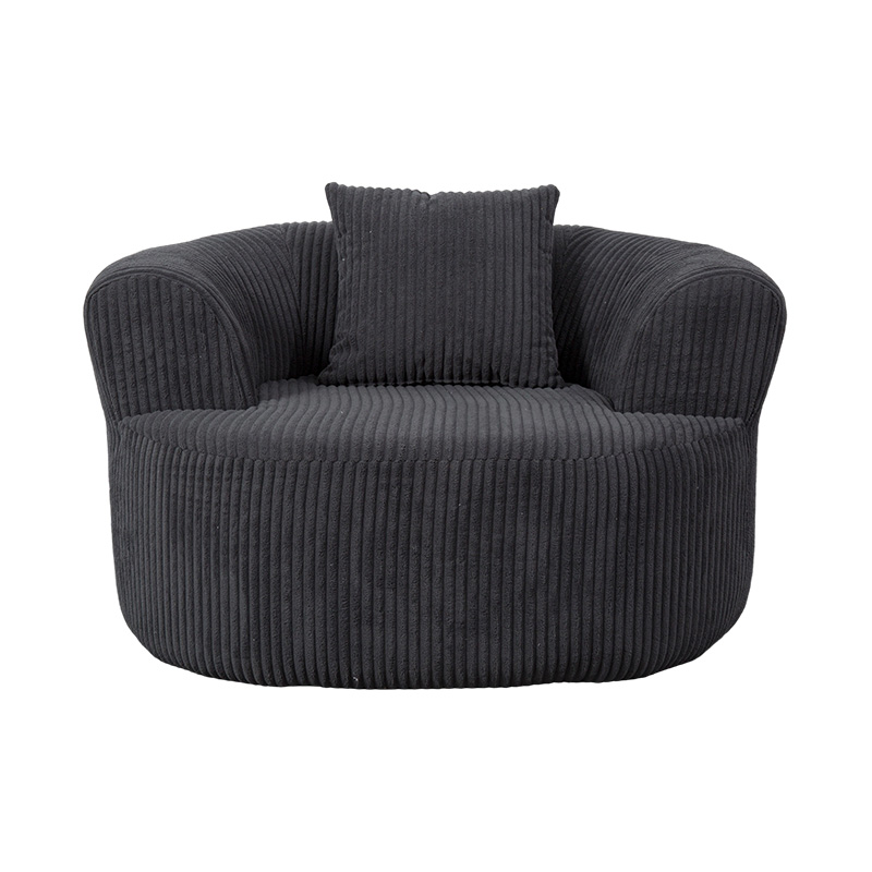 Single Full-Foam Enveloping Sofa in Dark Grey Corduroy with Matching Cushions Single Full-Foam Enveloping Sofa in Dark Grey Corduroy with Matching Cushions