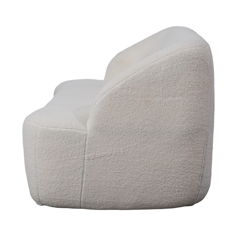 Rounded Double Sofa sa Cream Faux Sherpa Fabric para sa Maginhawang Hitsura Rounded Double Sofa sa Cream Faux Sherpa Fabric para sa Maginhawang Hitsura