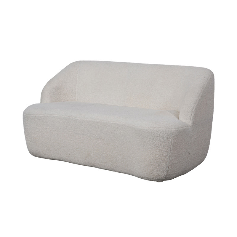 Rounded Double Sofa sa Cream Faux Sherpa Fabric para sa Maginhawang Hitsura Rounded Double Sofa sa Cream Faux Sherpa Fabric para sa Maginhawang Hitsura