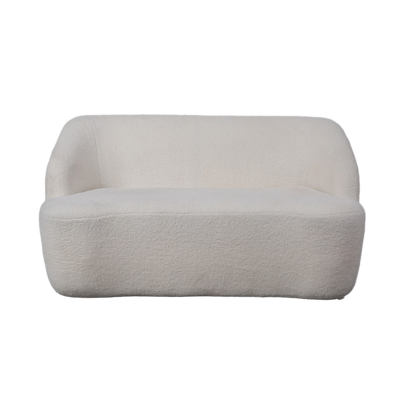 Rounded Double Sofa sa Cream Faux Sherpa Fabric para sa Maginhawang Hitsura Rounded Double Sofa sa Cream Faux Sherpa Fabric para sa Maginhawang Hitsura