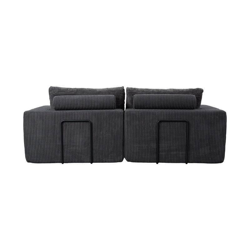 Modernong Convertible Sofa sa Dark Grey Corduroy na may mga Cushions, Flexible Modular Layout Modernong Convertible Sofa sa Dark Grey Corduroy na may mga Cushions, Flexible Modular Layout