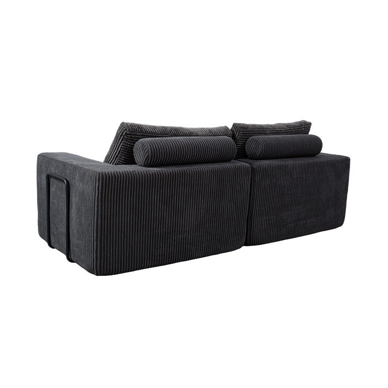 Modernong Convertible Sofa sa Dark Grey Corduroy na may mga Cushions, Flexible Modular Layout Modernong Convertible Sofa sa Dark Grey Corduroy na may mga Cushions, Flexible Modular Layout