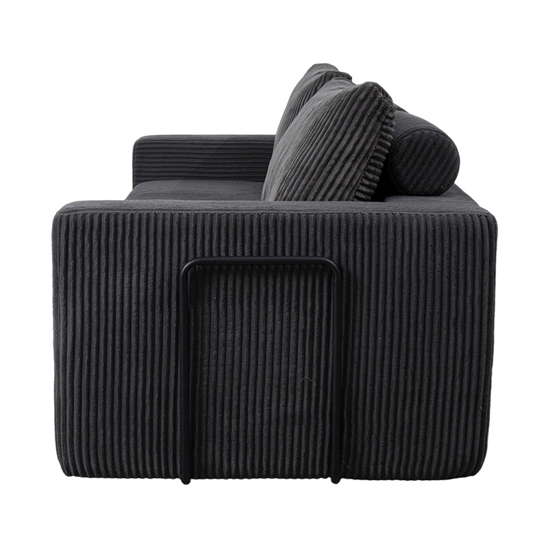 Modernong Convertible Sofa sa Dark Grey Corduroy na may mga Cushions, Flexible Modular Layout Modernong Convertible Sofa sa Dark Grey Corduroy na may mga Cushions, Flexible Modular Layout