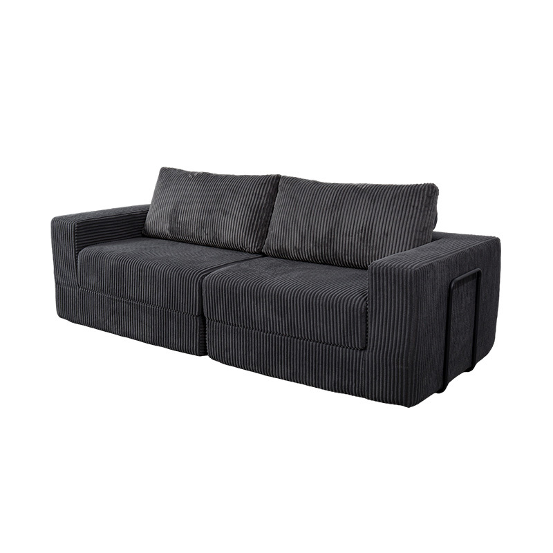 Modernong Convertible Sofa sa Dark Grey Corduroy na may mga Cushions, Flexible Modular Layout Modernong Convertible Sofa sa Dark Grey Corduroy na may mga Cushions, Flexible Modular Layout