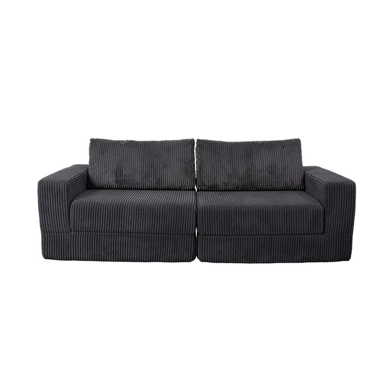 Modernong Convertible Sofa sa Dark Grey Corduroy na may mga Cushions, Flexible Modular Layout Modernong Convertible Sofa sa Dark Grey Corduroy na may mga Cushions, Flexible Modular Layout