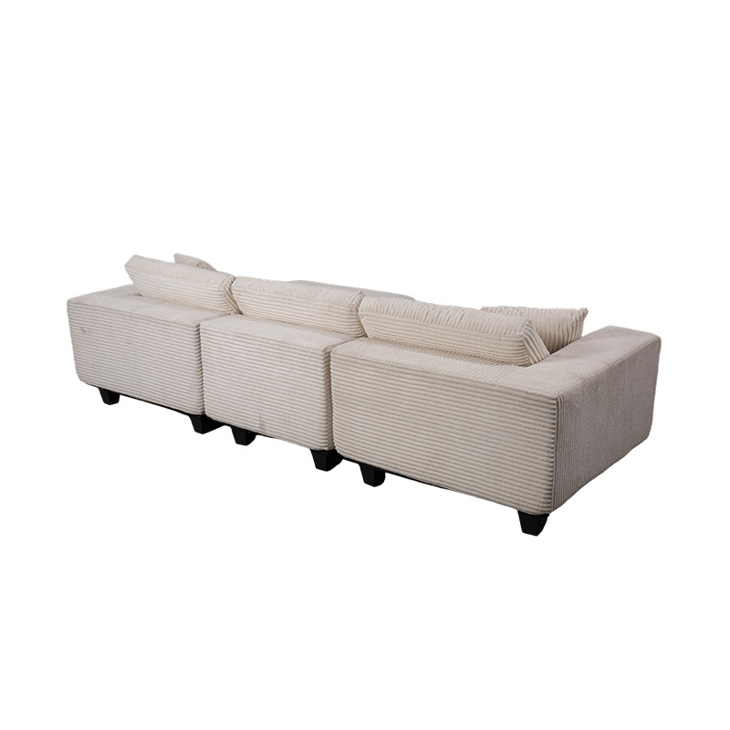Malaking L-Shaped Corner Sofa sa Off-White Corduroy na may Modernong Minimalist na Disenyo Malaking L-Shaped Corner Sofa sa Off-White Corduroy na may Modernong Minimalist na Disenyo
