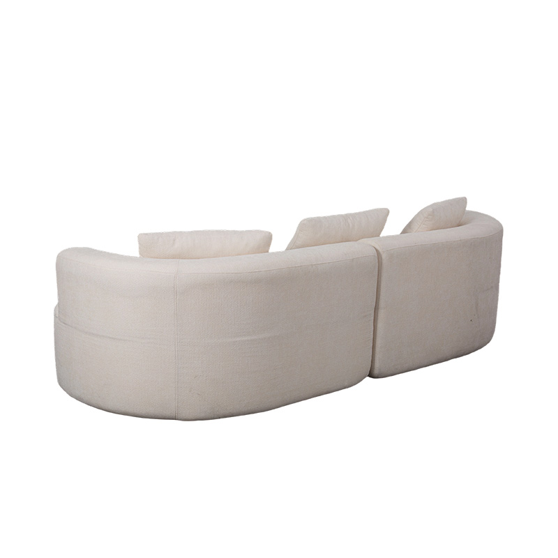 Modular na Dobleng Sofa sa Cream Velvet na may Katugmang Cushions at Curved Backrest
