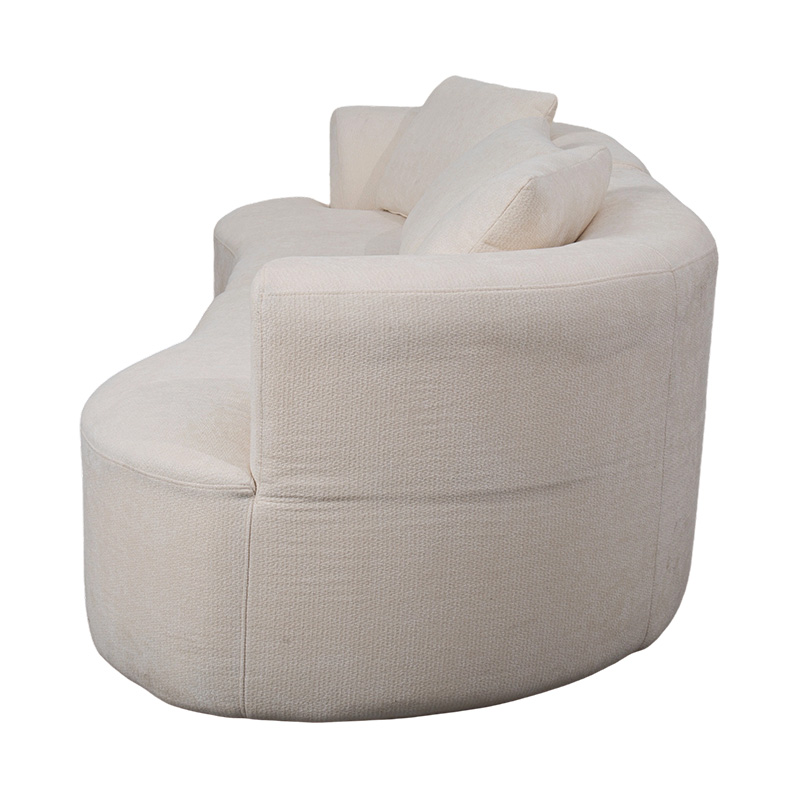 Modular na Dobleng Sofa sa Cream Velvet na may Katugmang Cushions at Curved Backrest