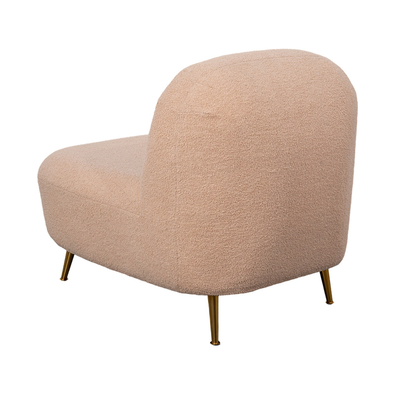 Single Full-Foam Lounge Chair na may Curved Backrest sa Soft Orange Plush, Pinares sa Gold Metal Legs Single Full-Foam Lounge Chair na may Curved Backrest sa Soft Orange Plush, Pinares sa Gold Metal Legs