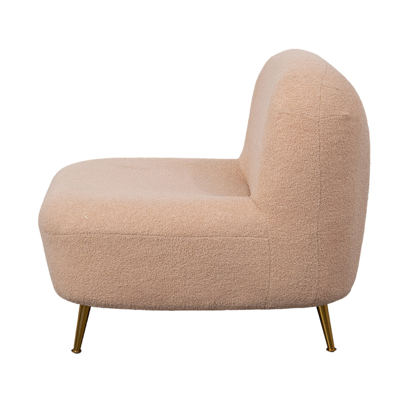 Single Full-Foam Lounge Chair na may Curved Backrest sa Soft Orange Plush, Pinares sa Gold Metal Legs Single Full-Foam Lounge Chair na may Curved Backrest sa Soft Orange Plush, Pinares sa Gold Metal Legs