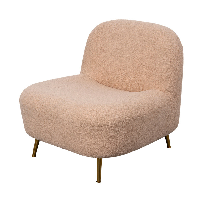 Single Full-Foam Lounge Chair na may Curved Backrest sa Soft Orange Plush, Pinares sa Gold Metal Legs Single Full-Foam Lounge Chair na may Curved Backrest sa Soft Orange Plush, Pinares sa Gold Metal Legs