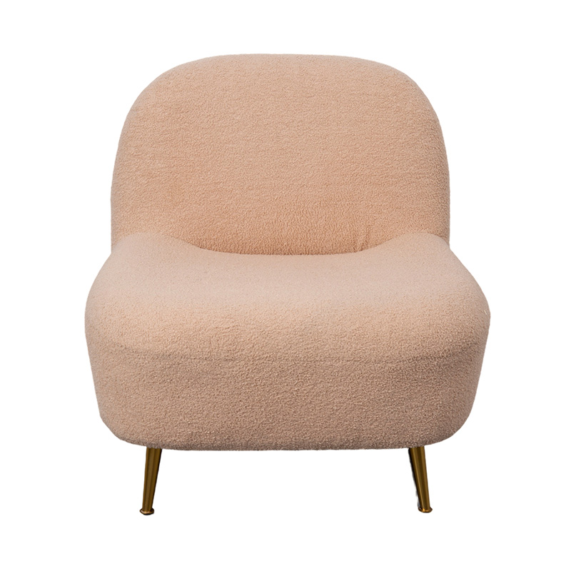 Single Full-Foam Lounge Chair na may Curved Backrest sa Soft Orange Plush, Pinares sa Gold Metal Legs Single Full-Foam Lounge Chair na may Curved Backrest sa Soft Orange Plush, Pinares sa Gold Metal Legs
