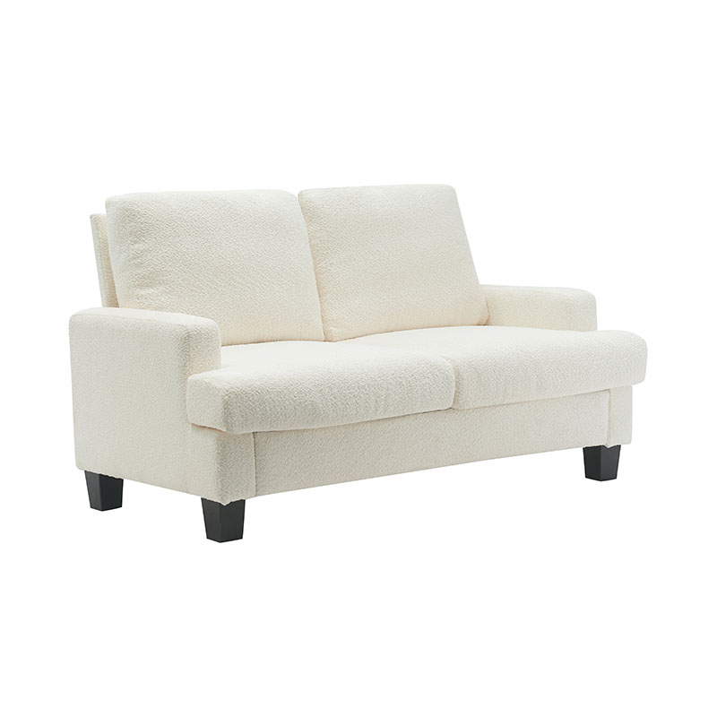 Modernong Teddy Velvet White Fabric Sofa