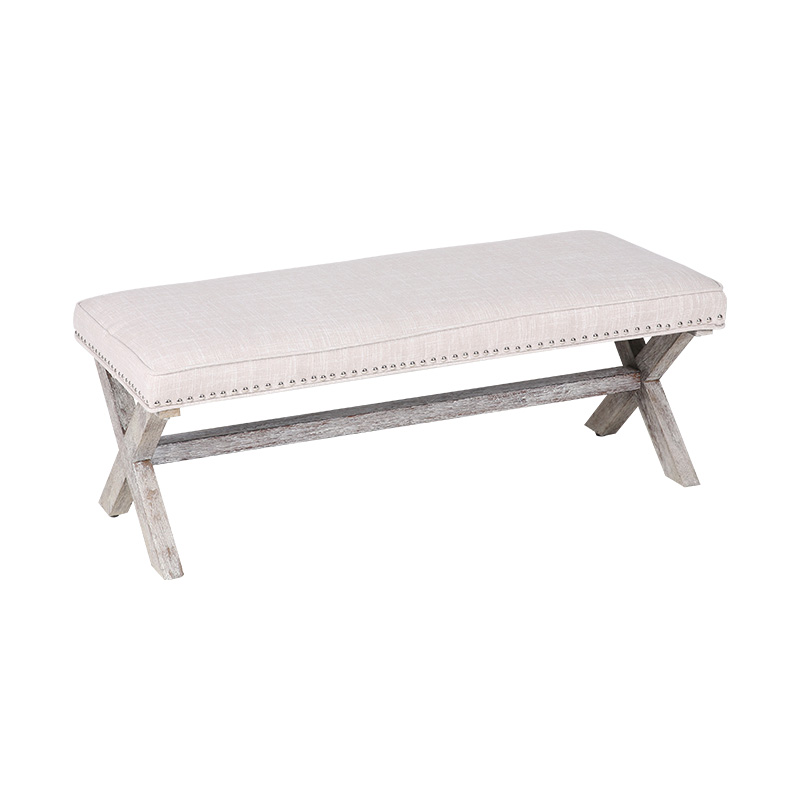 Kulay ng Forest Cross Leg Leather Bench