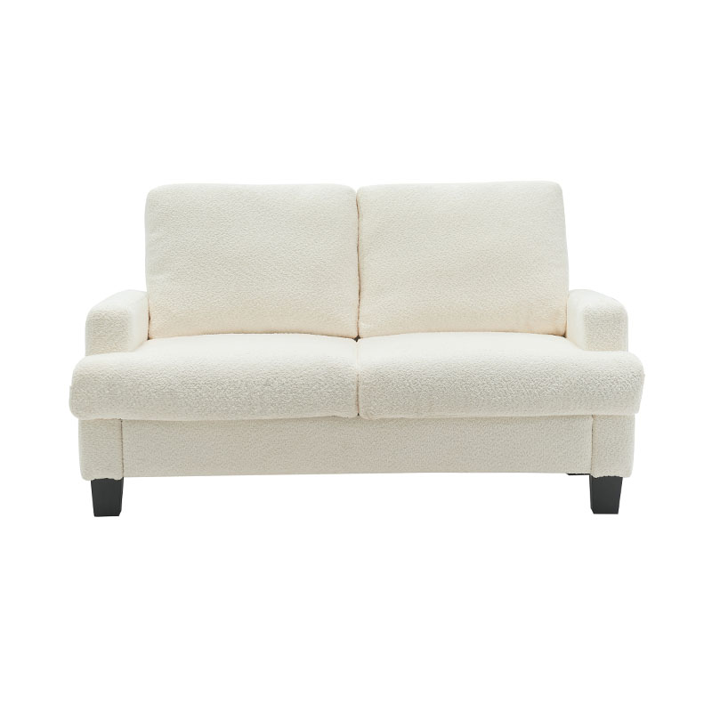 Modernong Teddy Velvet White Fabric Sofa
