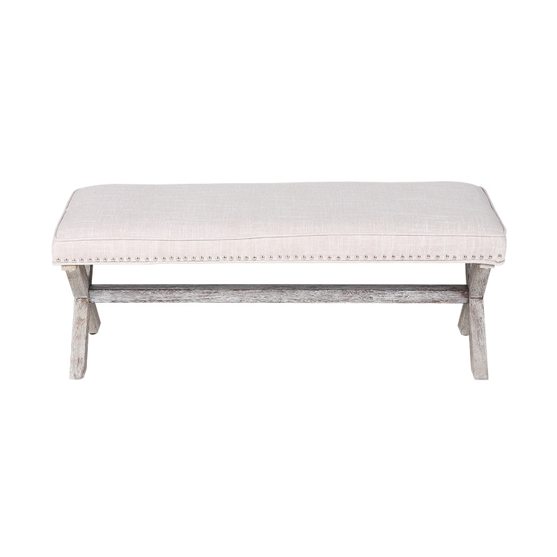 Kulay ng Forest Cross Leg Leather Bench