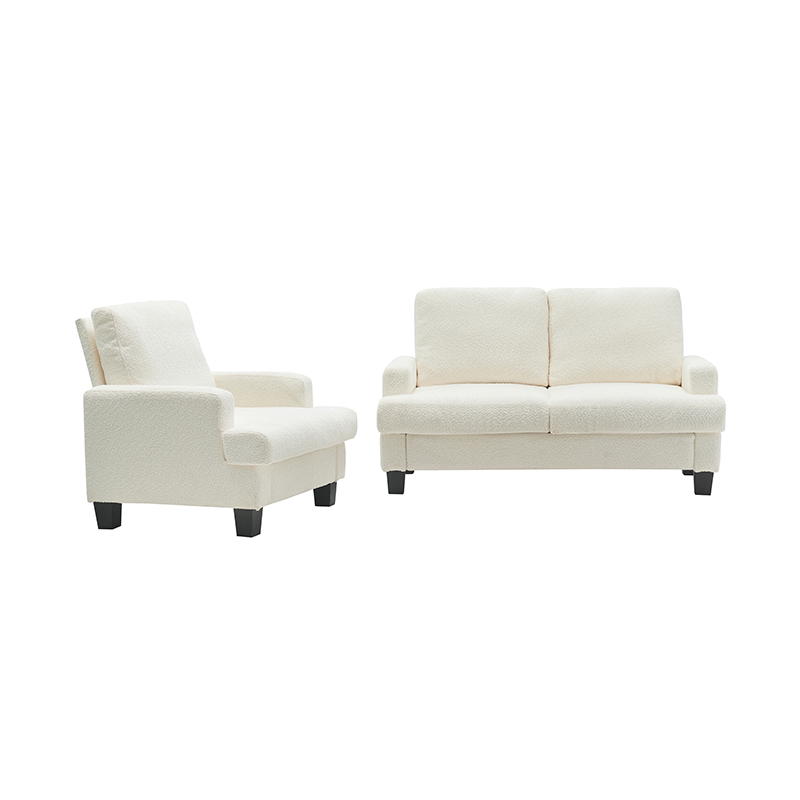 Modernong Teddy Velvet White Fabric Sofa